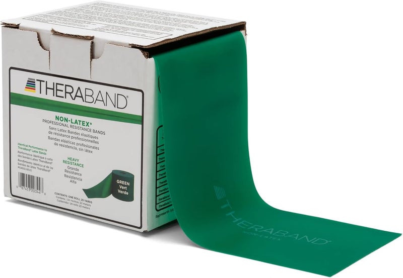 TheraBand Heavy Green Non-Latex Resistance Band - 25 Yard Roll for Upper & Lower Body Workouts - Image 1