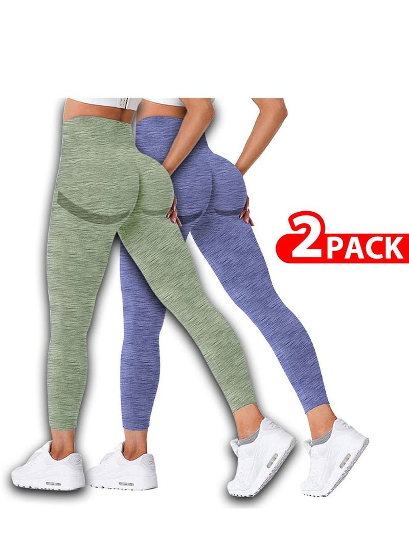 MARGOUN 2 Pack Of Women Seamless Legging Tummy Control High Waist Workout Gym Yoga Pants Small Multicolour - Image 1
