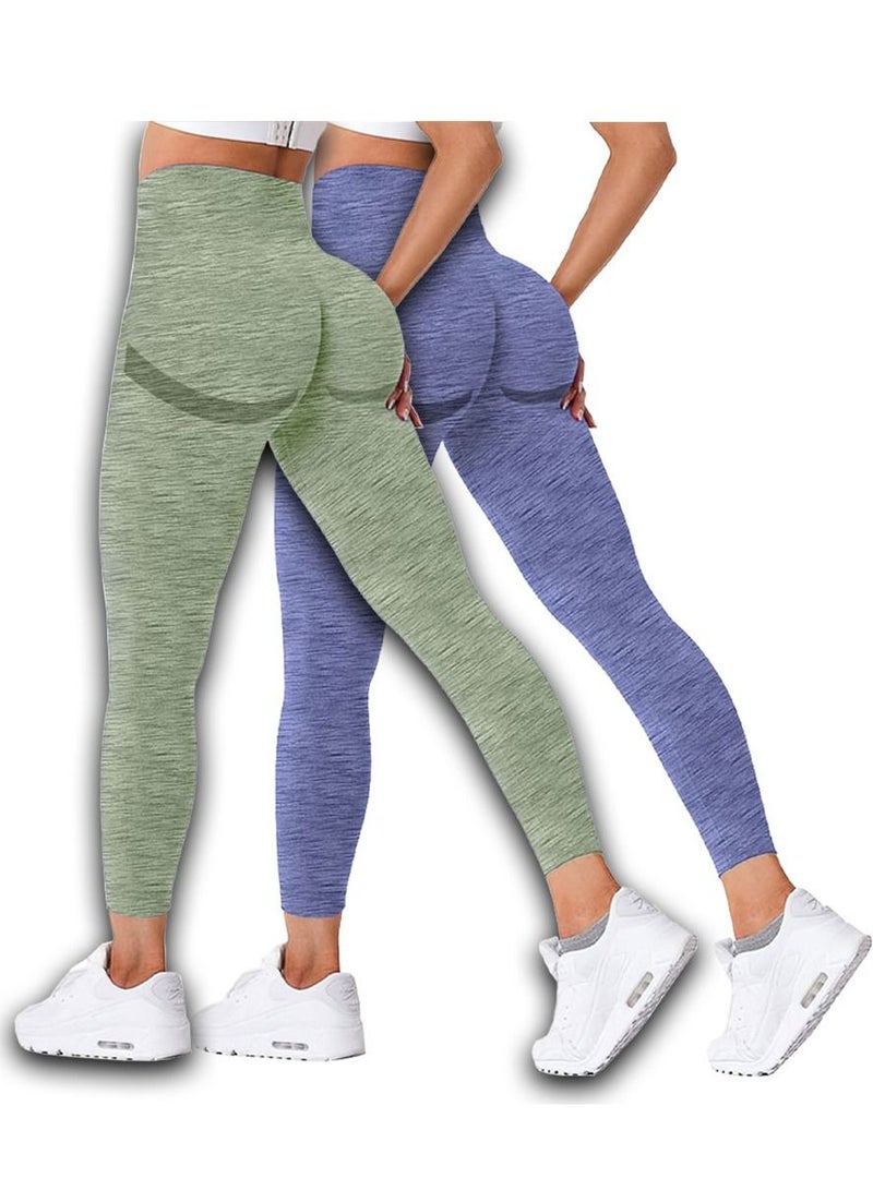 MARGOUN 2 Pack Of Women Seamless Legging Tummy Control High Waist Workout Gym Yoga Pants Small Multicolour - Image 2