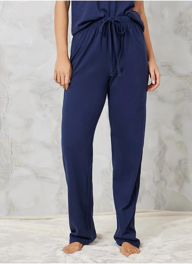 Styli Embroidered Pocket T-Shirt & Pyjama Set
