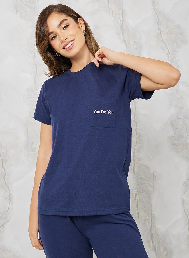 Styli Embroidered Pocket T-Shirt & Pyjama Set  - Image 2