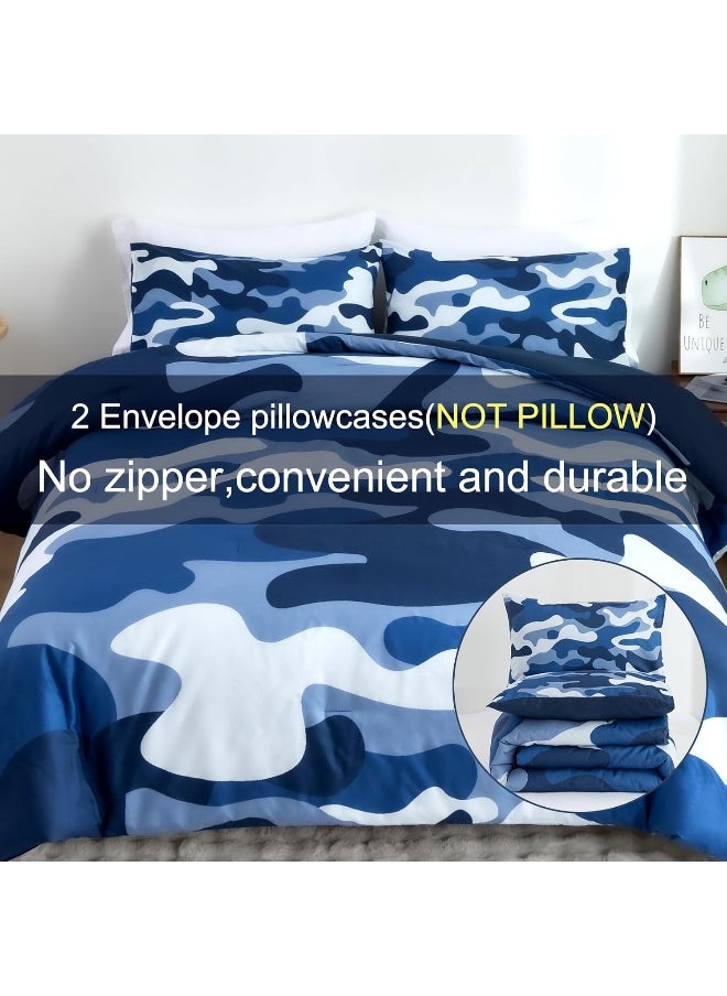 Generic Meeting Story Camouflage Bedding Set, Colorful Pattern Style Comforter Set, 3 PCS One Comforter Two Pillowcases, All Season Bedspread for Teens Adults, Navy, Twin  - Image 3