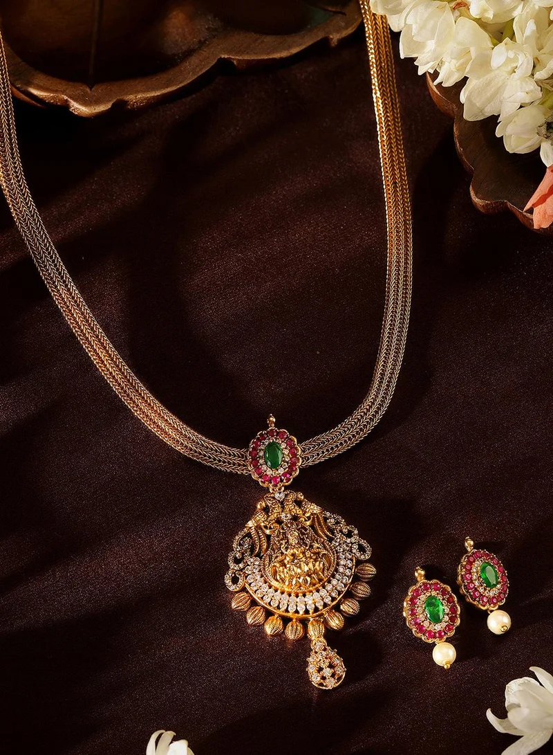 ISHIN Goddess elegance Warm Metallic Plated Necklace Stud Earrings Jewellery Set