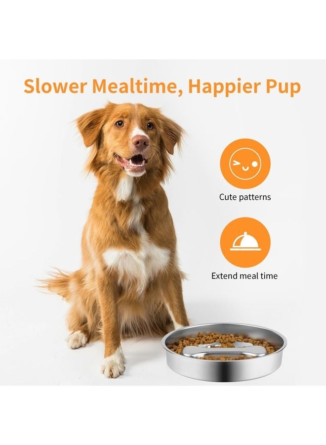 MOWKIT Slow Feeder Dog Bowl - 2 Cups Stainless Steel Dog Slow Feeder Food Bowl, Metal Non-Slip Lick Plate,Puppy or Cat Food Holder,Pet Supplies,Puzzle Maze Dish for Small & Medium Sized Breeds - Image 3