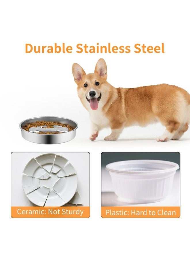 MOWKIT Slow Feeder Dog Bowl - 2 Cups Stainless Steel Dog Slow Feeder Food Bowl, Metal Non-Slip Lick Plate,Puppy or Cat Food Holder,Pet Supplies,Puzzle Maze Dish for Small & Medium Sized Breeds - Image 4