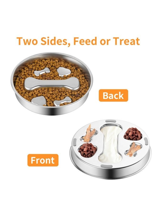 MOWKIT Slow Feeder Dog Bowl - 2 Cups Stainless Steel Dog Slow Feeder Food Bowl, Metal Non-Slip Lick Plate,Puppy or Cat Food Holder,Pet Supplies,Puzzle Maze Dish for Small & Medium Sized Breeds - Image 5