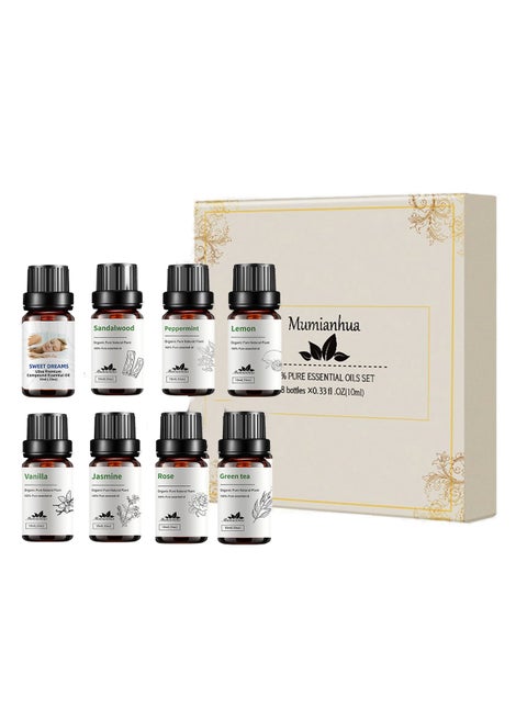 8 Pieces Essential Oils Set Concentrated Aroma Fragrance Oil Set  Aromatherapy For Home Office Car Bathroom Aroma Oils Package Aroma Diffuser Flower and Herbaceous Aroma