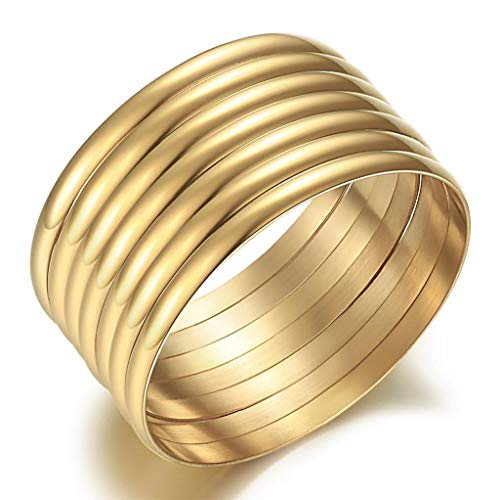 Castillna 14K Gold Plated Gold Bangle Bracelets for Women, Set of 7 Pieces, 8.4 Inches - Image 1