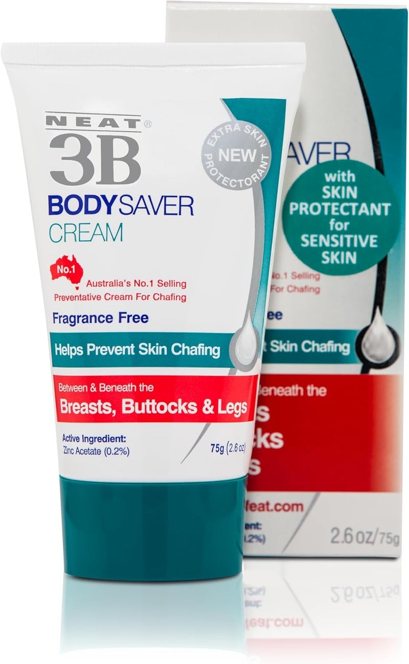 Neat 3B Body Saver AntiChafe and Sweat Rash Cream Under Arm Breast Buttocks Thighs and Groins 26 Fl Oz
