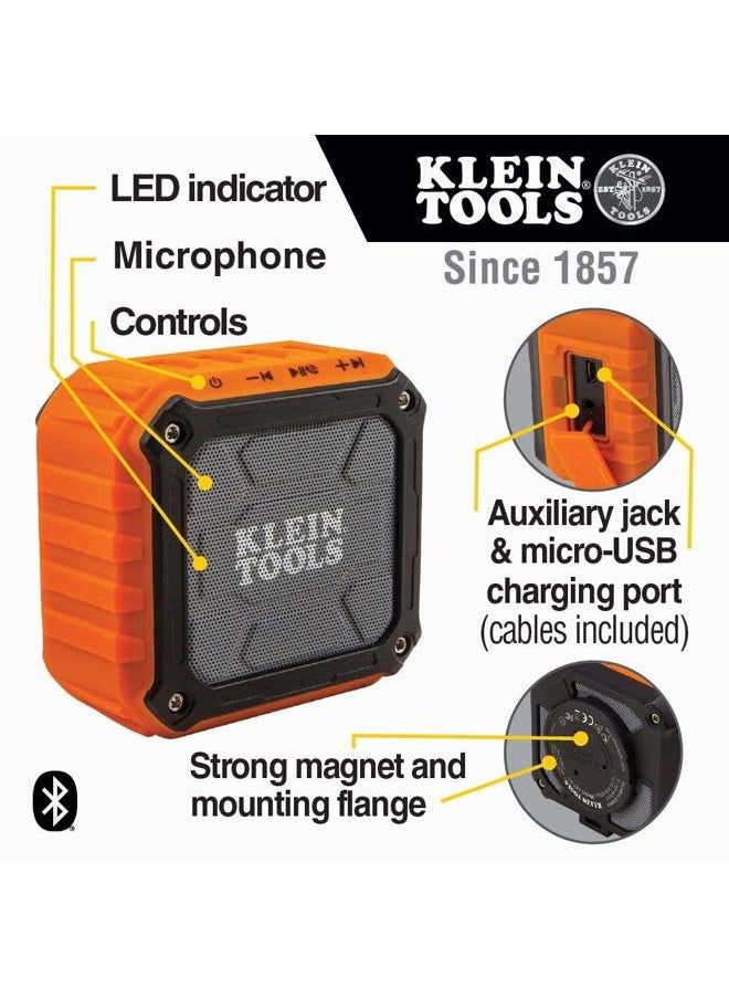 Klein Tools AEPJS1 Bluetooth Speaker, Wireless Portable Jobsite Speaker Plays Audio and Answers Calls Hands Free, IPX5, Worksite Ready  - Image 2