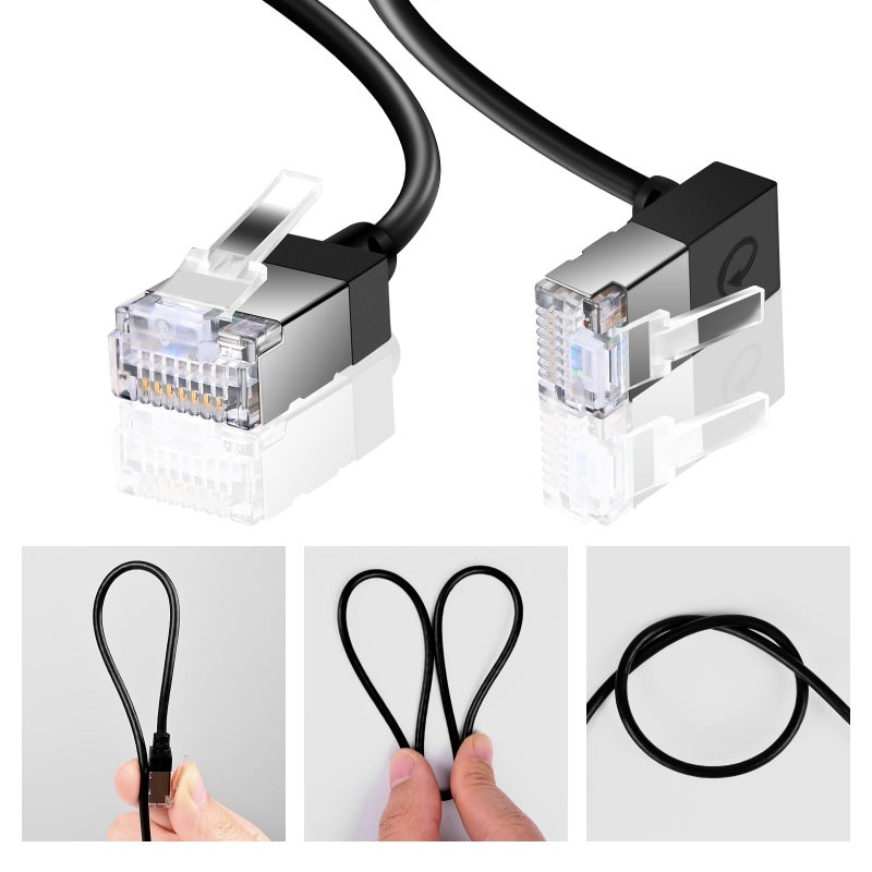 Dutevolns Ultra Thin Cat 6 Ethernet Cable 90Â° Downward Angle 10 Feet, Flexible & Slim Rj45 Cat 6a LAN Cord Gigabit Applicable for PC, Router, Windows (White) - Image 3