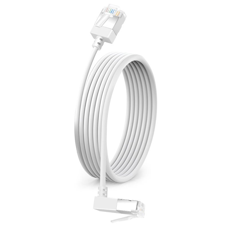 Dutevolns Ultra Thin Cat 6 Ethernet Cable 90Â° Downward Angle 10 Feet, Flexible & Slim Rj45 Cat 6a LAN Cord Gigabit Applicable for PC, Router, Windows (White) - Image 1