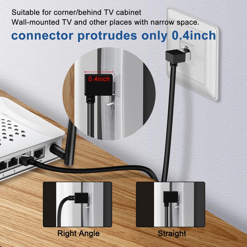 Dutevolns Ultra Thin Cat 6 Ethernet Cable 90Â° Downward Angle 10 Feet, Flexible & Slim Rj45 Cat 6a LAN Cord Gigabit Applicable for PC, Router, Windows (White) - Image 4