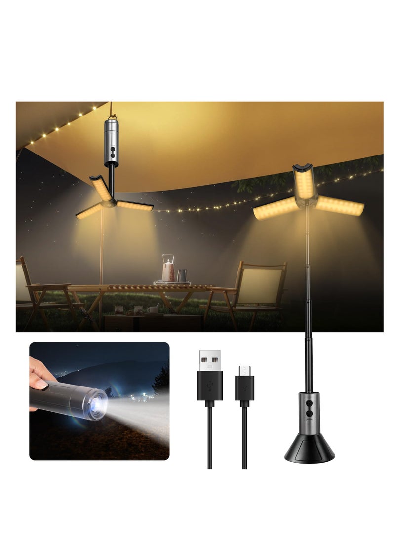 ZLH HITY Camping Lantern 3000Mah Telescopic Camping Lantern Rechargeable Led Multifunction Lanterns with Hook 3 Model Flashlight for Camping, Hiking  - Image 1