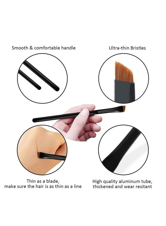 Raffaello مجموعة فرش حواجب رافائيلو فائقة النحافة 3 قطع فرش مكياج آيلاينر دقيق خالية من القسوة شعيرات صناعية مجموعة تلوين حواجب ظل عيون (أسود) - Image 5