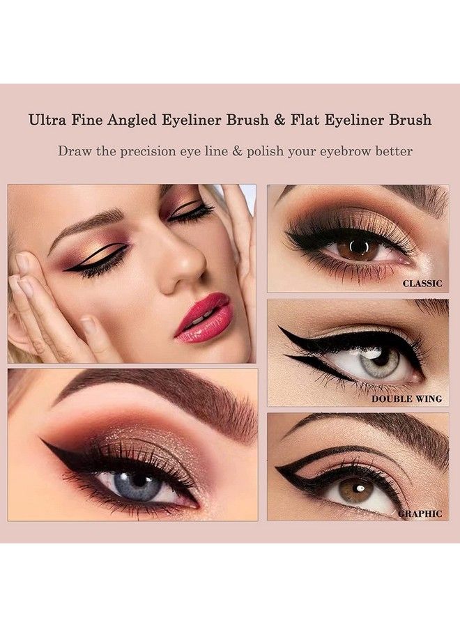 Raffaello مجموعة فرش حواجب رافائيلو فائقة النحافة 3 قطع فرش مكياج آيلاينر دقيق خالية من القسوة شعيرات صناعية مجموعة تلوين حواجب ظل عيون (أسود) - Image 4