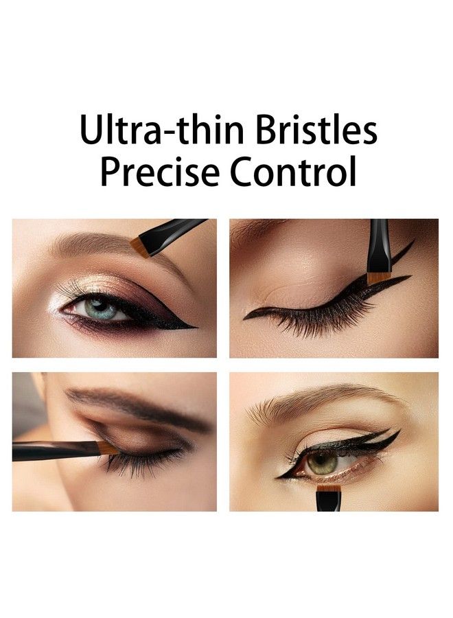 Raffaello مجموعة فرش حواجب رافائيلو فائقة النحافة 3 قطع فرش مكياج آيلاينر دقيق خالية من القسوة شعيرات صناعية مجموعة تلوين حواجب ظل عيون (أسود) - Image 3
