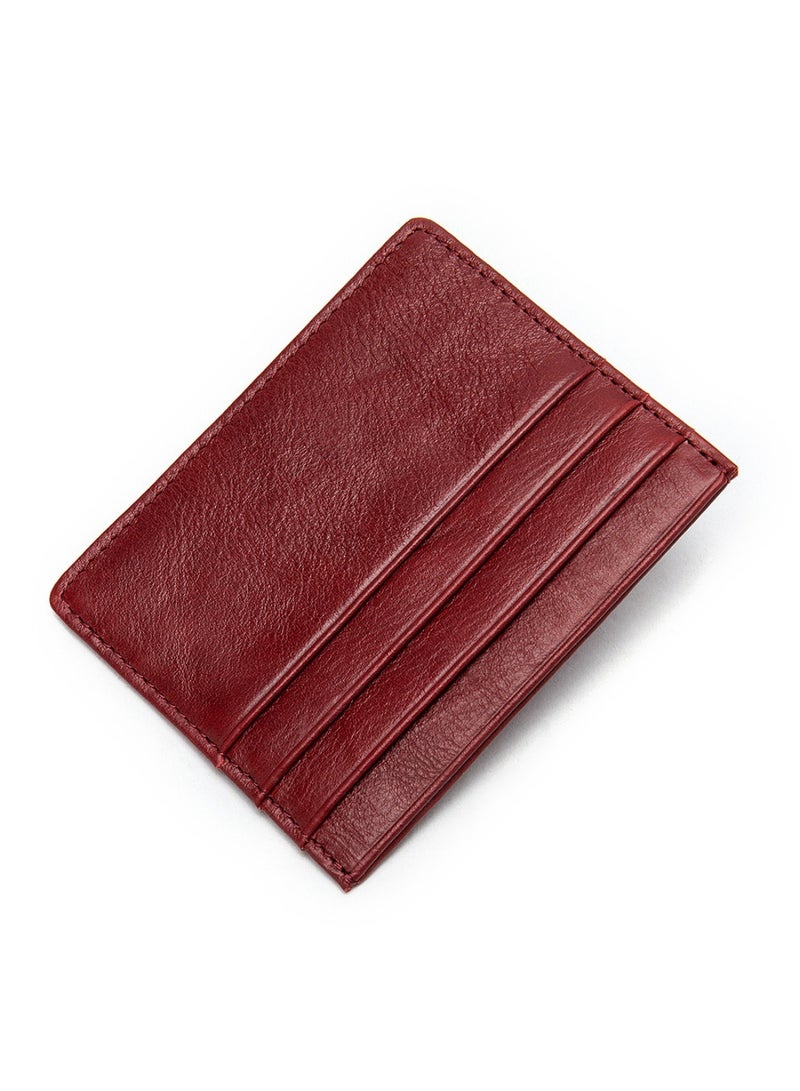 Portable Business Men's Genuine Leather Anti - RFID Ultra - thin Multi - card Slot Short Wallet Red 