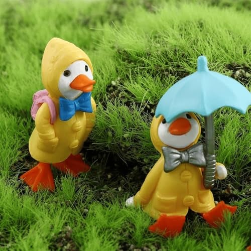 ascension Set of 4 Pcs Cartoon Duck Miniature Set Miniatures Decoration Gifts for Home Decor, Indoor Or Outdoor Garden, Car Dashboard, Office Desk & Decoration - Image 4
