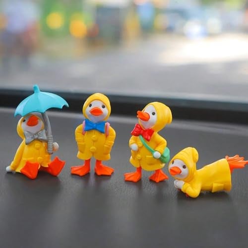 ascension Set of 4 Pcs Cartoon Duck Miniature Set Miniatures Decoration Gifts for Home Decor, Indoor Or Outdoor Garden, Car Dashboard, Office Desk & Decoration - Image 1