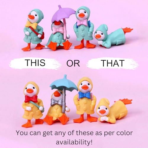 ascension Set of 4 Pcs Cartoon Duck Miniature Set Miniatures Decoration Gifts for Home Decor, Indoor Or Outdoor Garden, Car Dashboard, Office Desk & Decoration - Image 5
