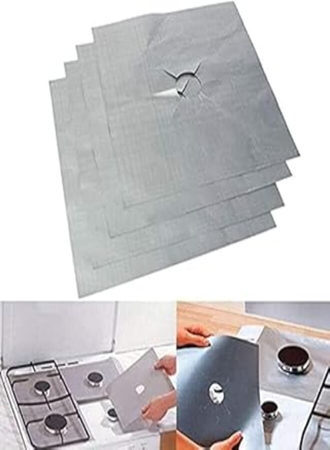 OR Protective Squared Aluminum Foil for Gas Stove, 12 Pieces - Silver - 2725499189392