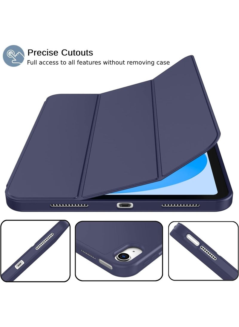 حافظة لجهاز iPad A16 2025 الجيل الحادي عشر 11 بوصة/iPad الجيل العاشر 2022 10.9 بوصة مع حامل قلم رصاص، مصنوعة من جلد البولي يوريثان المتين والمرن، مقاومة للسقوط، حافظة واقية مع خاصية الاستيقاظ/السكون التلقائي (أزرق) - Image 3