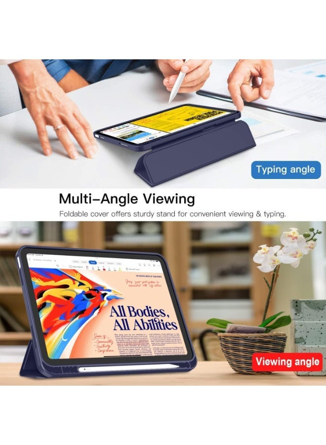 حافظة لجهاز iPad A16 2025 الجيل الحادي عشر 11 بوصة/iPad الجيل العاشر 2022 10.9 بوصة مع حامل قلم رصاص، مصنوعة من جلد البولي يوريثان المتين والمرن، مقاومة للسقوط، حافظة واقية مع خاصية الاستيقاظ/السكون التلقائي (أزرق) - Image 2