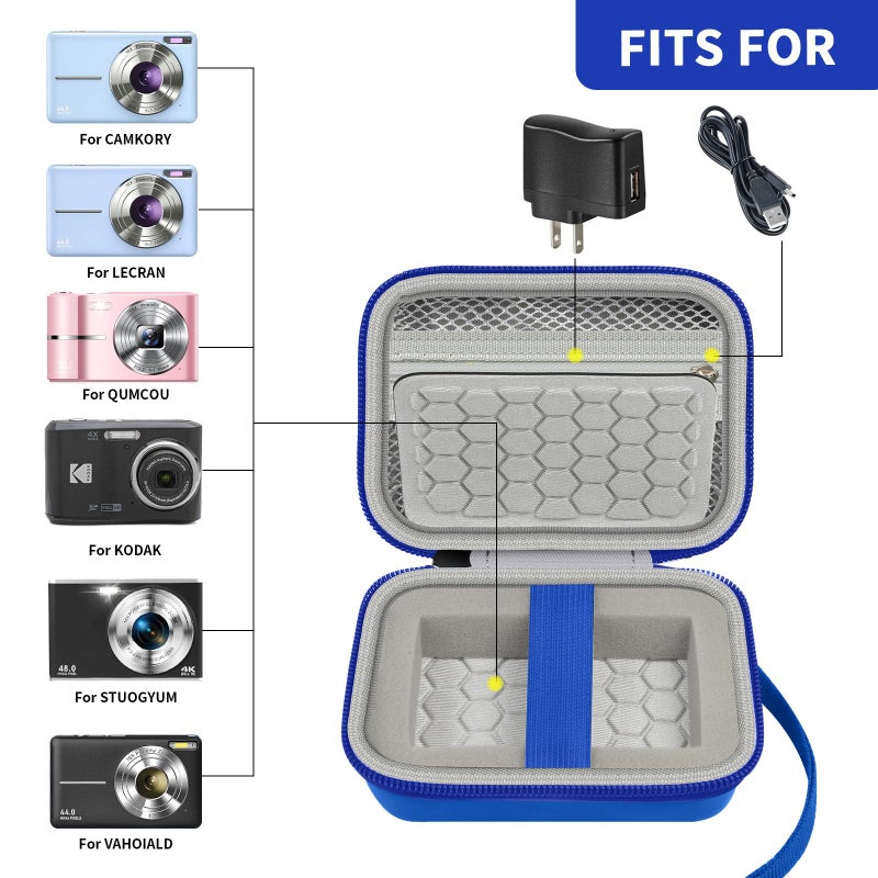 Comecase Carrying & Protective Case for Digital Camera, AbergBest 21 Mega Pixels 2.7" LCD Rechargeable HD/Kodak Pixpro/Canon PowerShot ELPH 180/190 / Sony DSCW800 / DSCW830 Cameras for Travel - Blue - Image 2