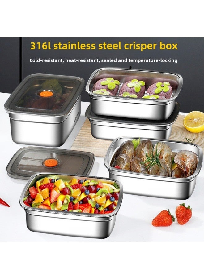 Extra Large Fresh-keeping Box Stainless Steel Household Refrigerated Freezing Fresh-keeping Micro-gland Cover Sealed Storage Fruit Lunch Box Rice-Specifications:【1800ml】with Sealing Micro-pressure Cap  - Image 5