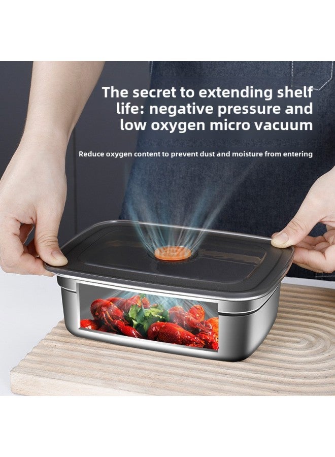 Extra Large Fresh-keeping Box Stainless Steel Household Refrigerated Freezing Fresh-keeping Micro-gland Cover Sealed Storage Fruit Lunch Box Rice-Specifications:【1800ml】with Sealing Micro-pressure Cap  - Image 4