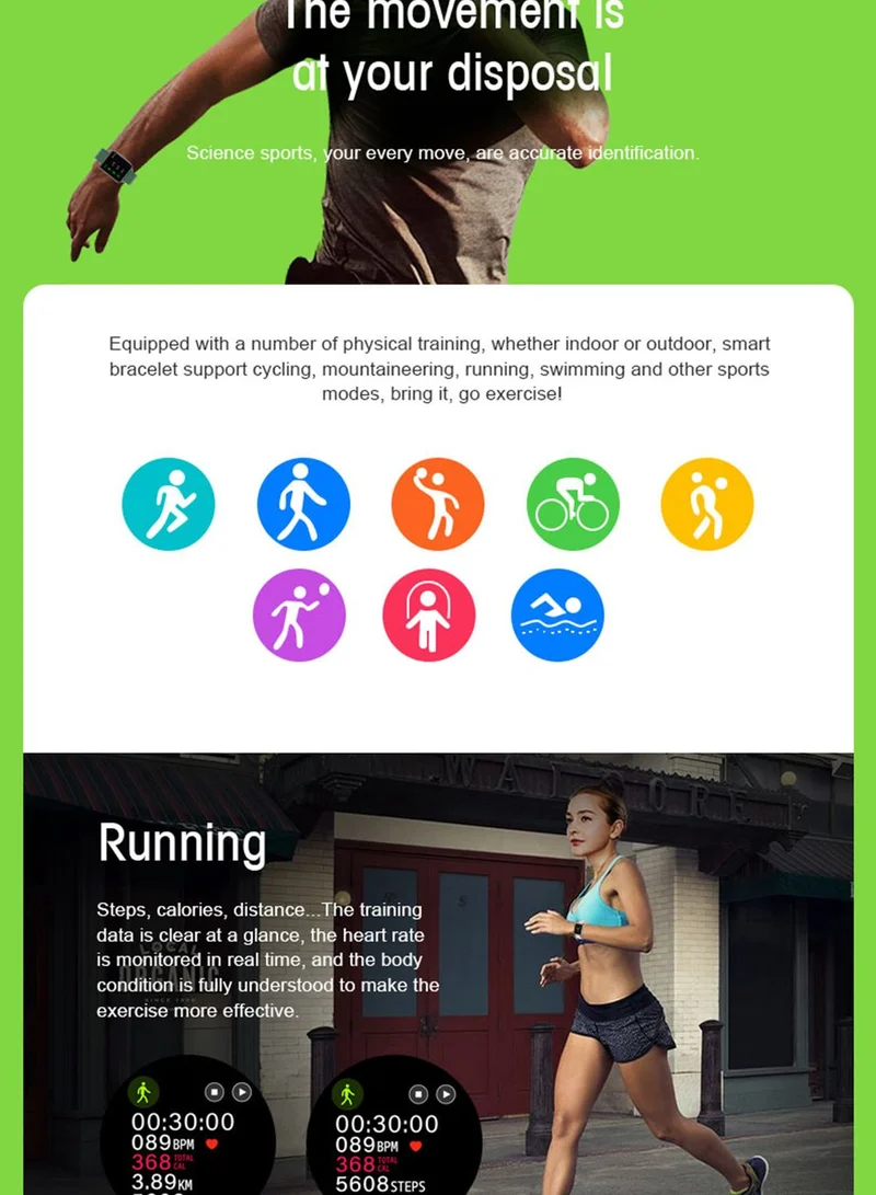 Seventy Five Large Screen Heart Rate Smart Watch Multi Features