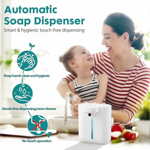 XINKORA Automatic Soap Dispenser, 17oz/500ML Large Capacity Touchless Foaming Hand Soap Dispenser with 4 Foam Adjustments, Rechargeable for Kitchen, Bathroom, Wall Mount or Countertop Use (White) - Image 3