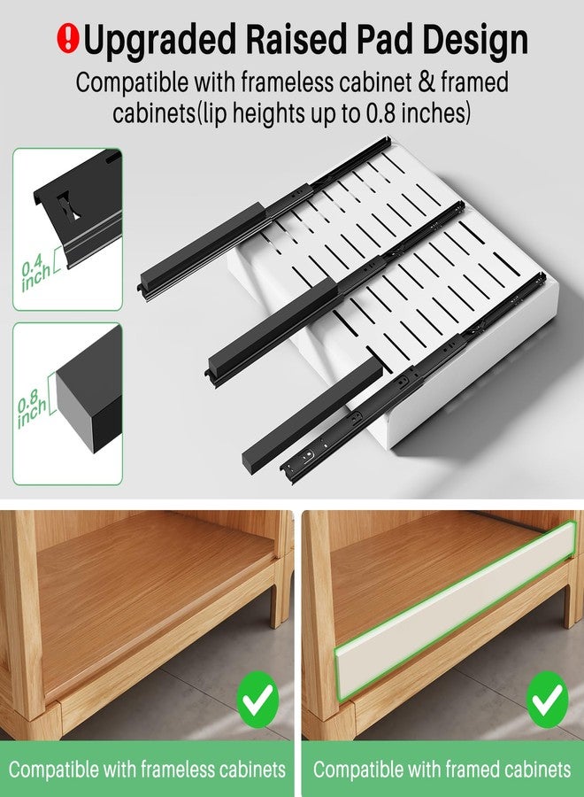 Kitstorack Pull out Cabinet Organizer, Wider Expandable(14"-24") Heavy Duty Slide out Drawers Fixed with Adhesive Nano Film for Pots, Roll out Shelf Storage for Kitchen Cabinet Organization(White-1pc)(3 Rails) - Image 3