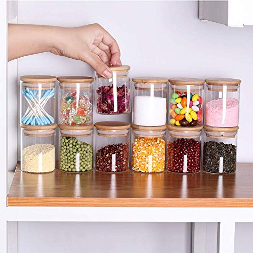 NVRA Premium Glass Containers For Kitchen Set of 6 Kitchen Glass Containers With Wooden Lid | Airtight Glass Jars For Storage | Kitchen Container Set Glass | Spice Jars, Masala Box | 220Ml Each,Clear - Image 3