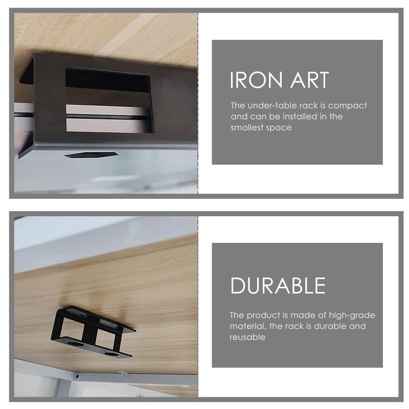 Black Under Desk Laptop Rack and Tablet Storage Holder Space Saving Ergonomic Mount - Image 4
