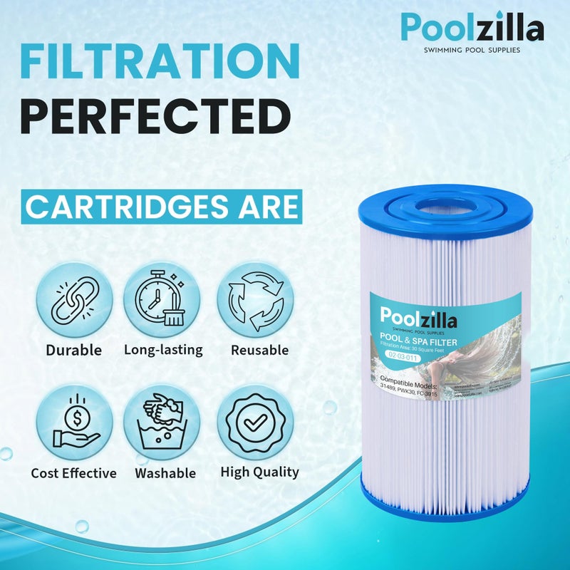 Poolzilla 3-Pack Replacement for Spa Filter C-6430, Pleatco PWK30, Filbur FC-3915, Unicel C-6430, APCC7095, PDC510-AFS, PKW30, SD-01242- Hot Tub Filter Cartridge (L x OD: 10 1/2â€ x 5 7/8â€) - Image 5