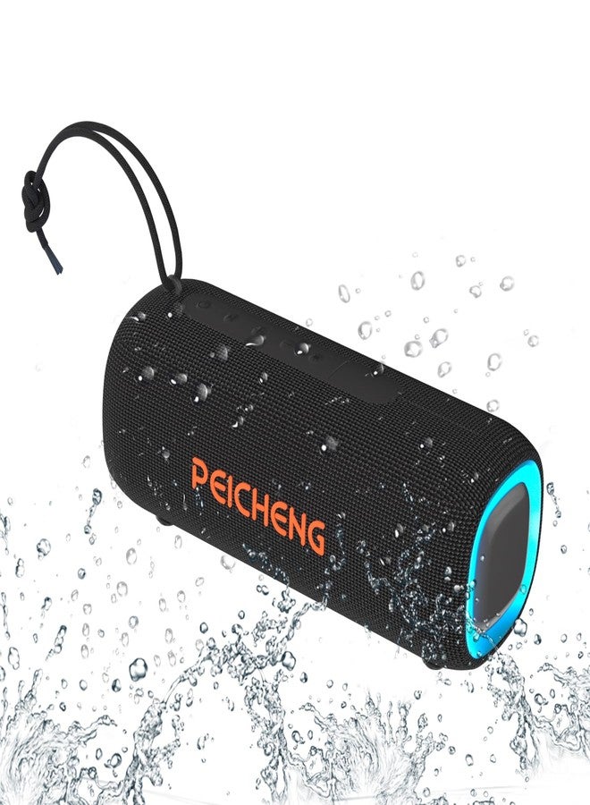 PEICHENG Bluetooth Speaker, Portable Wireless Clear Loud Stereo Sound IPX5 Waterproof with RGB Lights BT5.3 Long Playtime TWS Pairing,for Home Party Outdoor Beach,Great Gift Choice (Black) - Image 1