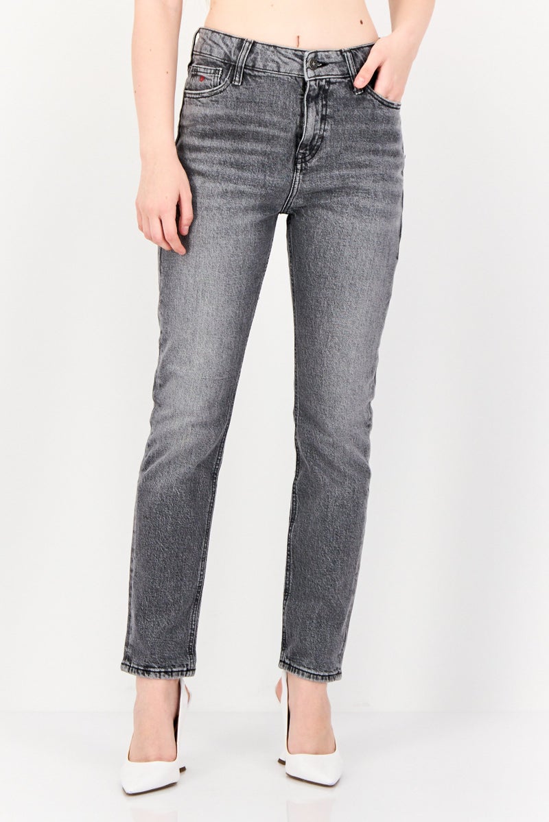 ESPRIT Women Slim Fit Washed Stretchable Retro Jeans, Grey - Image 1