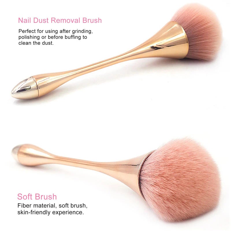 HYWWPFLAY 2Pcs Nail Dust Brush Acrylic Brush Cleaner Nail Brushes for Cleaning Dust Dip Powder Brush Large Makeup Brush Blush Brush Nail Clean Up Brush Manicure Brush Nail Art Tools (Gold+Black) - Image 5