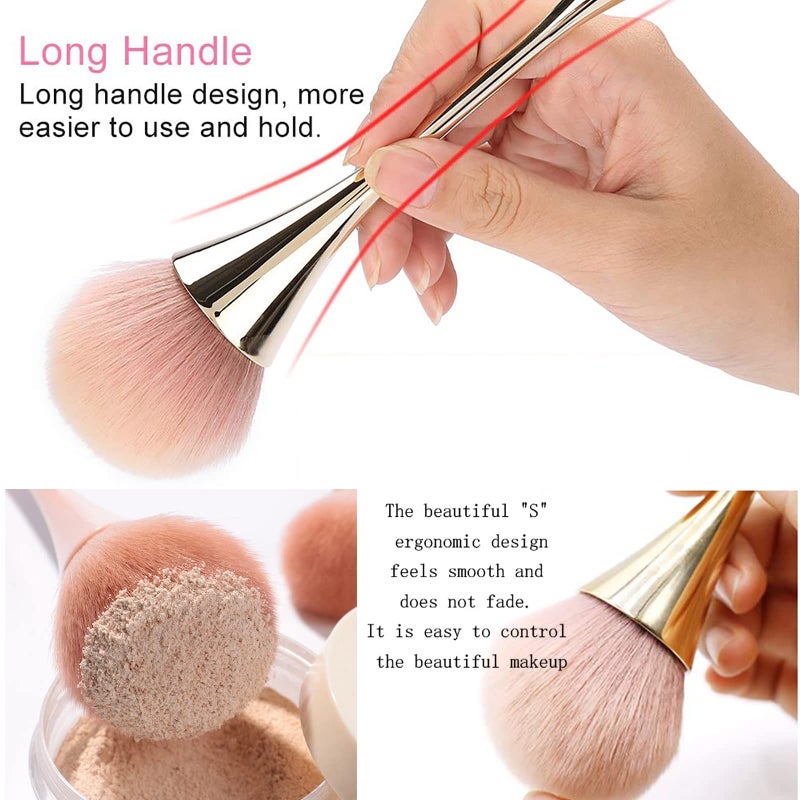 HYWWPFLAY 2Pcs Nail Dust Brush Acrylic Brush Cleaner Nail Brushes for Cleaning Dust Dip Powder Brush Large Makeup Brush Blush Brush Nail Clean Up Brush Manicure Brush Nail Art Tools (Gold+Black) - Image 2