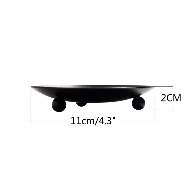 SUJUN Black Iron Plate Candle Holder, Decorative Iron Pillar Candle Plate, Set of 2, 4.37 inches D x 0.78 inches H, Pedestal Candle Stand for LED & Wax Candles, Incense Cones, Spa, Weddings (2 pcs) - Image 5