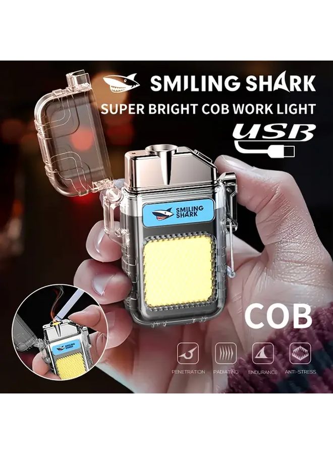 TIP 066 Black USB C Rechargeable Keychain Flashlight With Arc Lighter 3 Modes Compact COB Work Light For Camping Hiking Emergency - Image 2