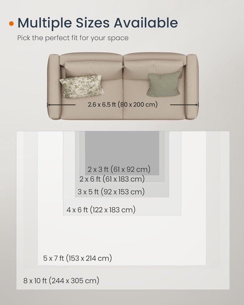 SONGMICS HOME Area Rug, 5x7 ft Living Room Rug, Non-Slip Carpet, Farmhouse Style Rug, Home Decor, for Bedroom, Kitchen, Entryway, Dining Room, Machine Washable, Dove Gray - Image 5