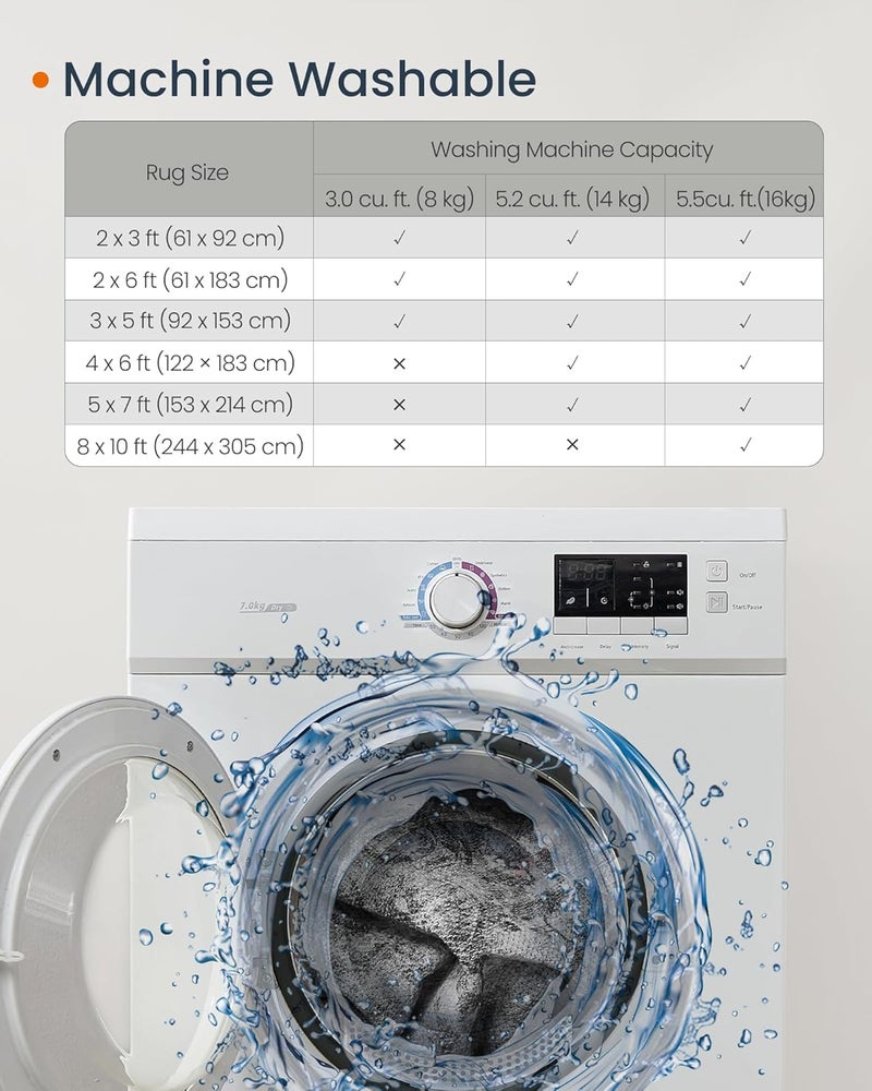 SONGMICS HOME Area Rug, 5x7 ft Living Room Rug, Non-Slip Carpet, Farmhouse Style Rug, Home Decor, for Bedroom, Kitchen, Entryway, Dining Room, Machine Washable, Dove Gray - Image 4