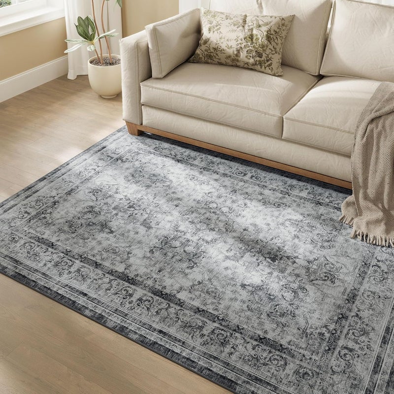 SONGMICS HOME Area Rug, 5x7 ft Living Room Rug, Non-Slip Carpet, Farmhouse Style Rug, Home Decor, for Bedroom, Kitchen, Entryway, Dining Room, Machine Washable, Dove Gray - Image 1