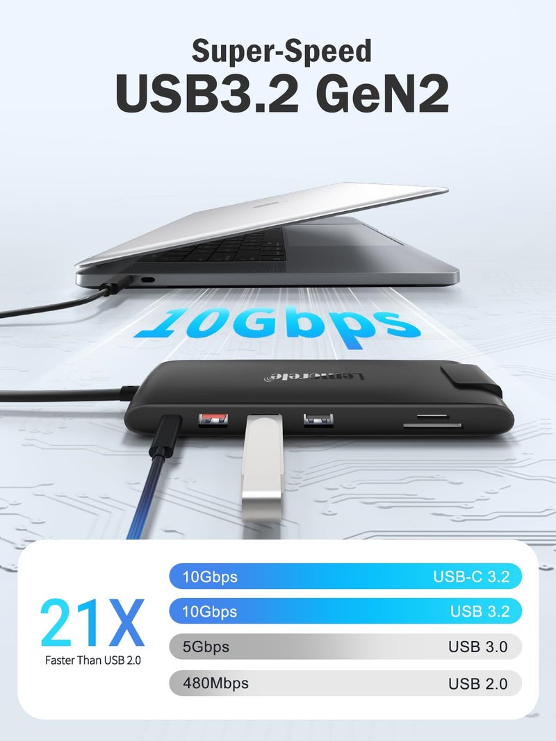 Lemorele Docking Station 13-in-1 USB C Hub 10Gbps, Dual 4K HDMI+VGA, 1000M RJ45, 3.5mm Audio, USB 3.2 Gen2, Type-C 3.0, PD 100W, SD/MicroSD Slots for MacBook Lenovo, HP, Dell - Image 4