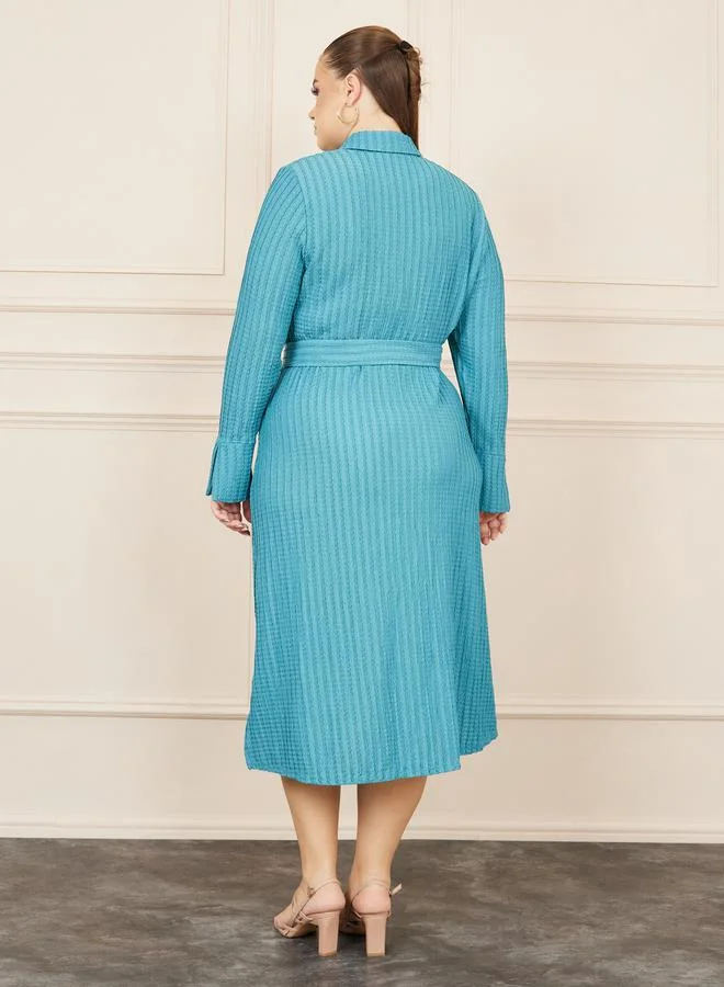 Styli Belted Shirtwaist Dress