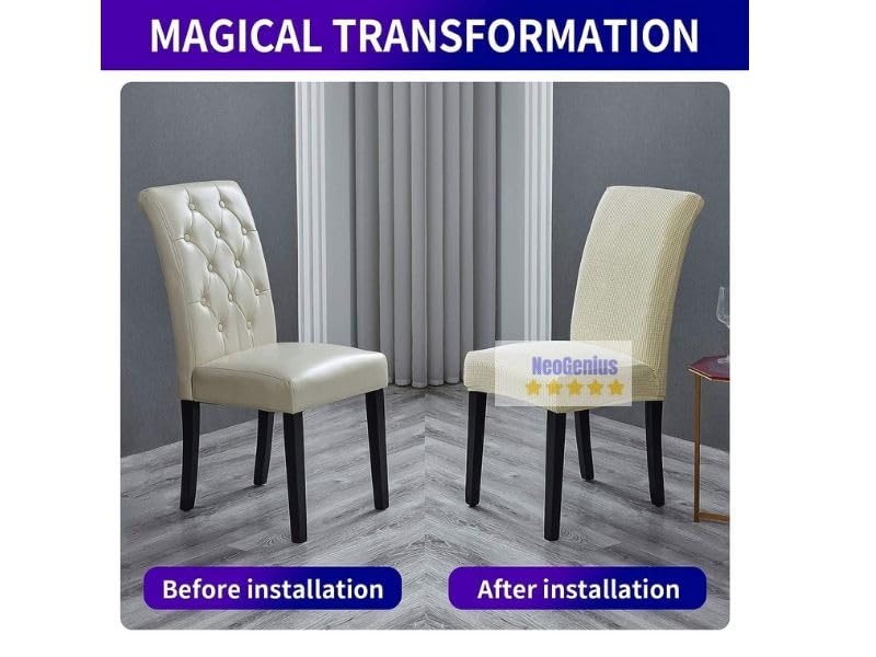 NeoGenius Premium Elegant Dining Room Chair Covers, Slipcovers Set of 4, Spandex Super Fit Stretch Removable Washable Chair Covers, Protector - Image 3