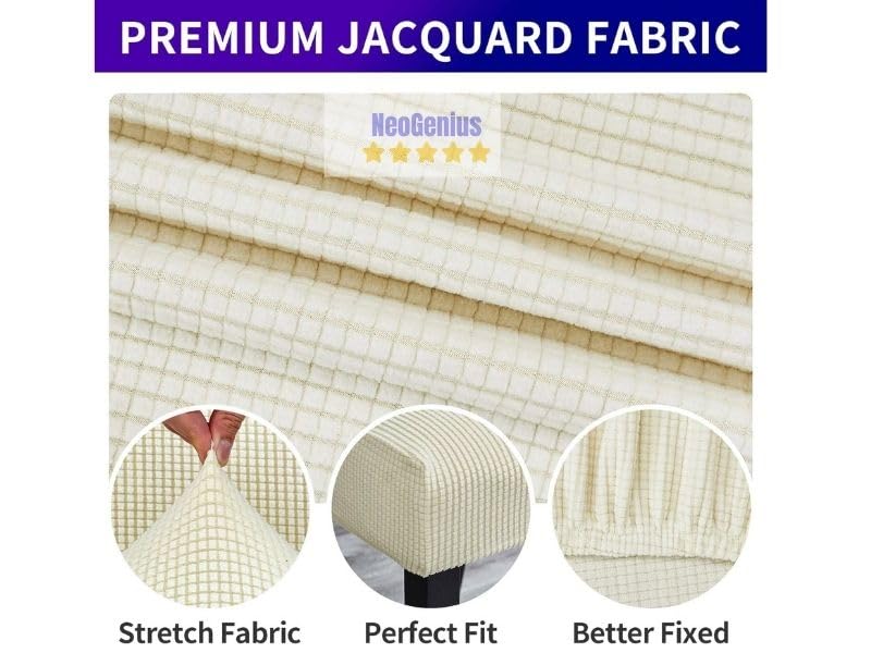 NeoGenius Premium Elegant Dining Room Chair Covers, Slipcovers Set of 4, Spandex Super Fit Stretch Removable Washable Chair Covers, Protector - Image 5